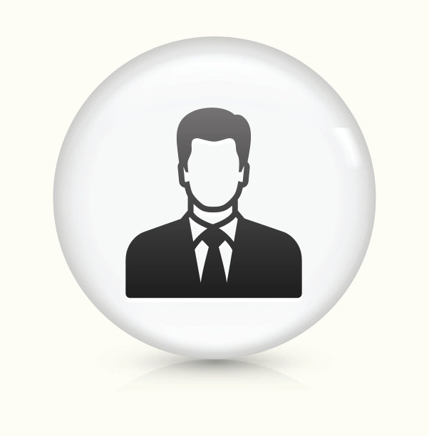 男脸图标上的白色圆形矢量按钮图片下载