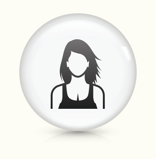 女人的脸图标上白色的圆形矢量按钮图片下载