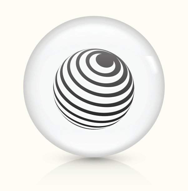 地球图标上的白色圆形矢量按钮图片下载