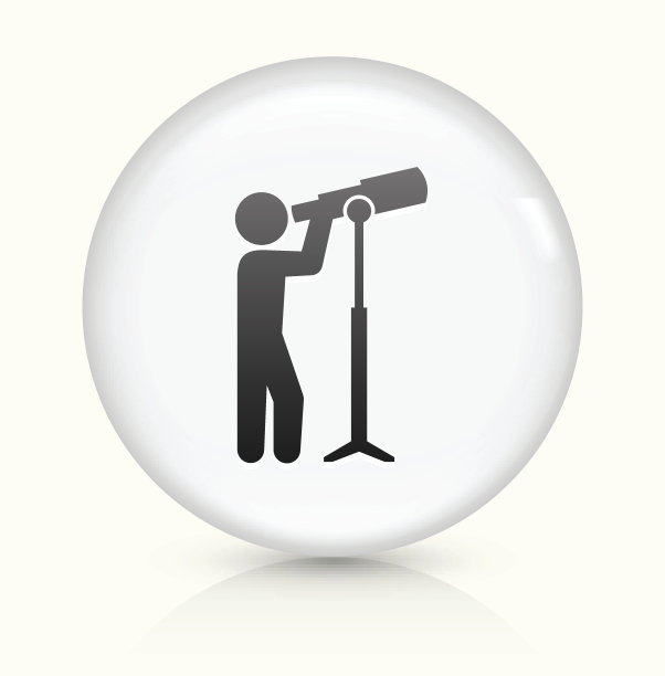 商人和望远镜图标上的白色圆形矢量按钮图片下载