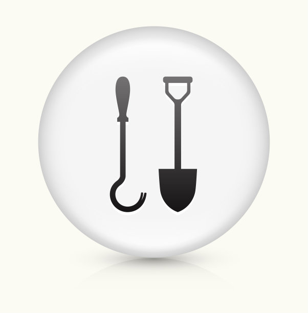 耙和铲图标上的白色圆形矢量按钮图片下载