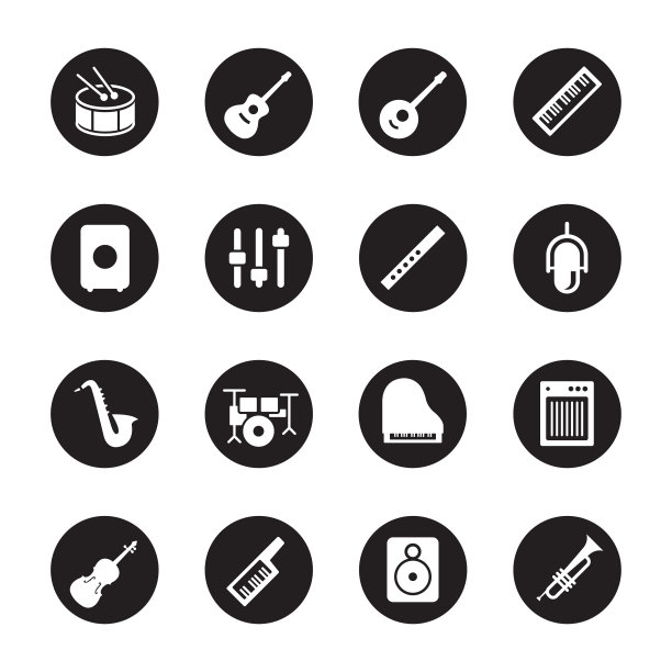 音乐设备图标-黑色圆圈系列图片下载