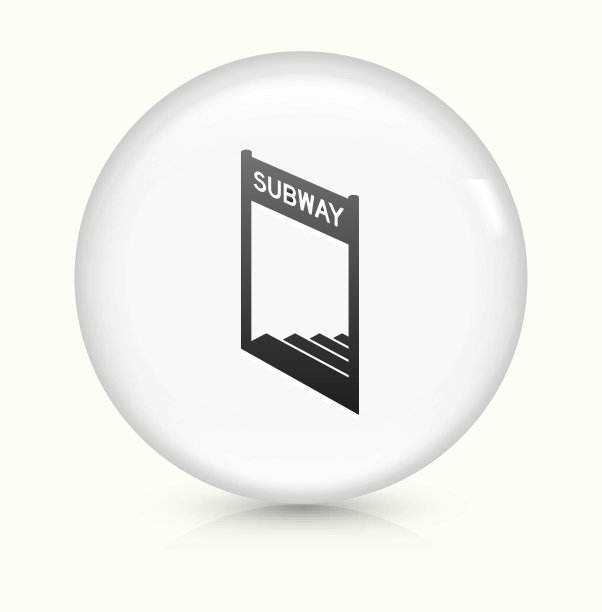 地铁入口图标上的白色圆形矢量按钮图片下载