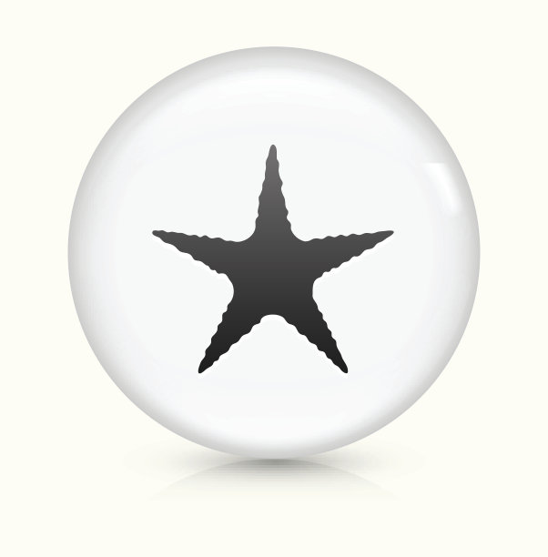 海星图标上的白色圆形矢量按钮图片下载