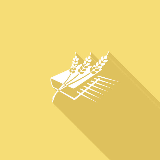 扁平设计圣经小麦图标与长影子图片下载