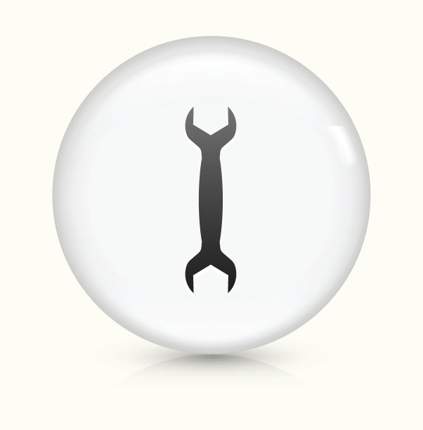 扳手图标上白色圆形矢量按钮图片下载