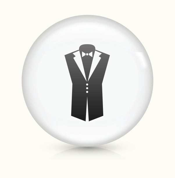 燕尾服图标上白色圆形矢量按钮图片下载