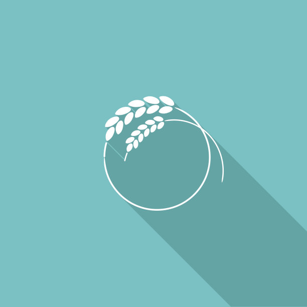 平面设计小麦图标与长影子图片下载