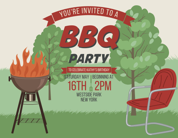 复古风格的烧烤派对邀请模板图片下载