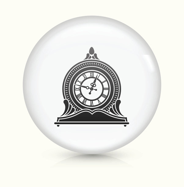 时钟图标上的白色圆形矢量按钮图片下载