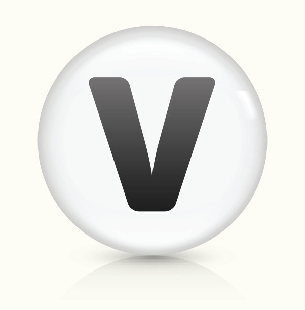 白色圆形按钮上的字母V图标图片下载