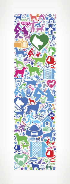 字母I狗和狗宠物彩色图标图案图片下载