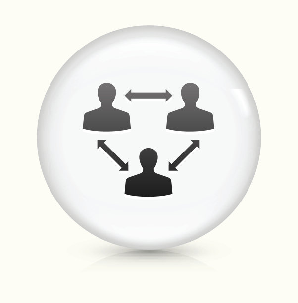 三个人连接箭头图标上白色的圆形矢量按钮图片下载