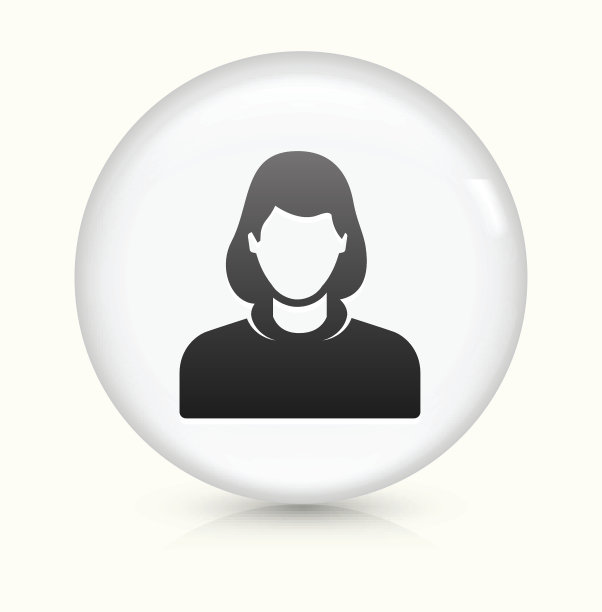 女人的脸图标上白色的圆形矢量按钮图片下载