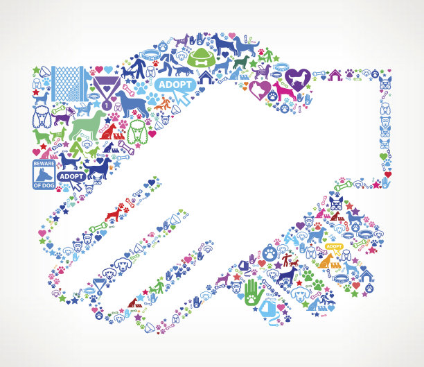 握手狗和狗宠物彩色图标图案图片下载