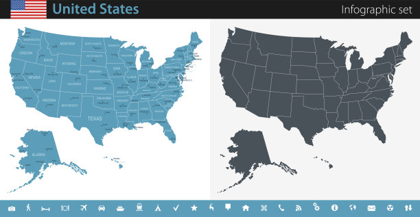 美国地图-信息图表集素材图片