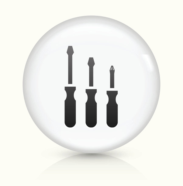 螺丝刀图标上的白色圆形矢量按钮图片下载