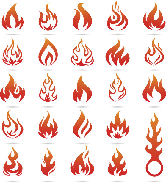 矢量颜色火和火焰图标设置-插图图片下载