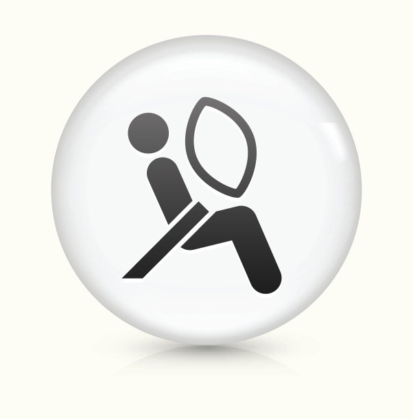 安全气囊测试图标上的白色圆形矢量按钮图片下载