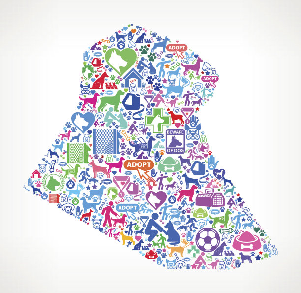 伊拉克狗和狗宠物彩色图标图案图片下载