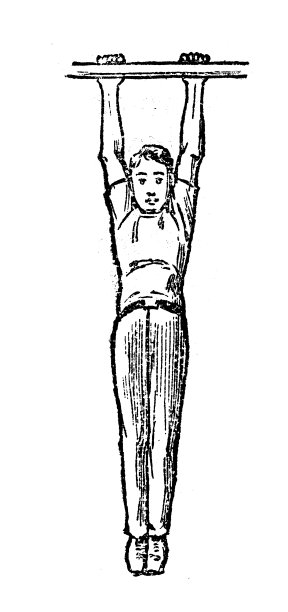 运动和运动的古董插图:艺术体操高杠图片下载