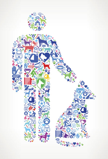 人和狗狗和狗狗宠物彩色图标图案图片下载