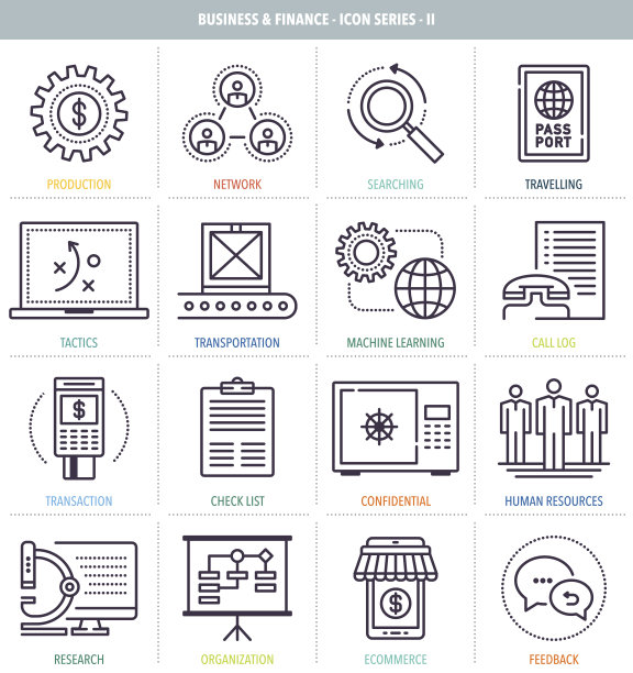 商业和金融图标集图片下载