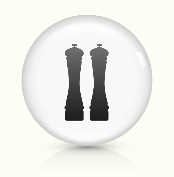 盐和胡椒瓶图标上白色圆形矢量按钮图片下载