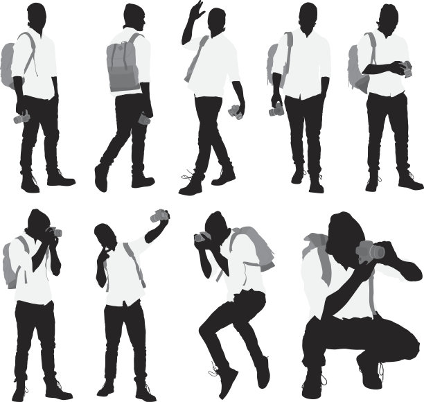 不同动作中的摄影师图片下载