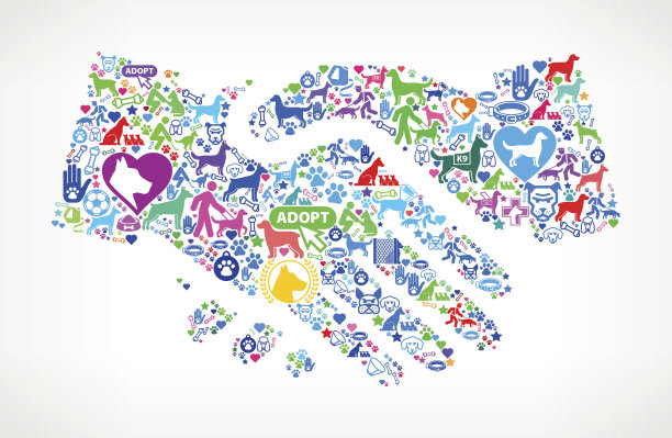 握手狗和狗宠物彩色图标图案图片下载