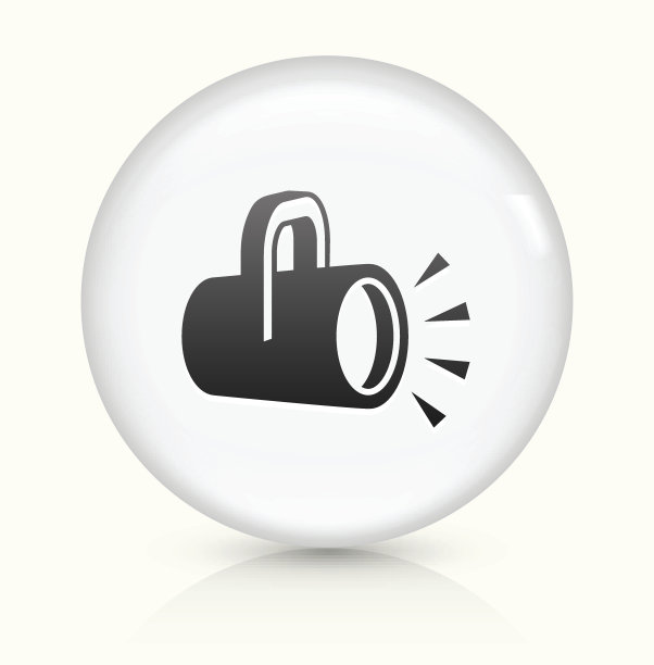 灯光图标上的白色圆形矢量按钮图片下载