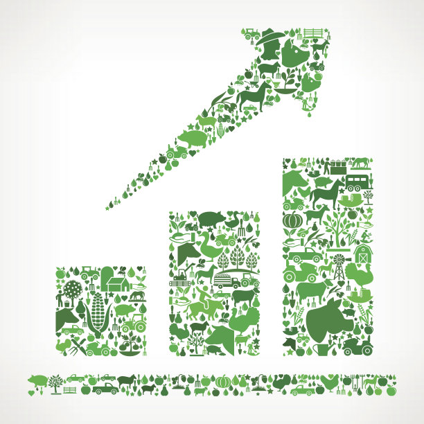 股票市场农业和农业绿色图标模式图片下载