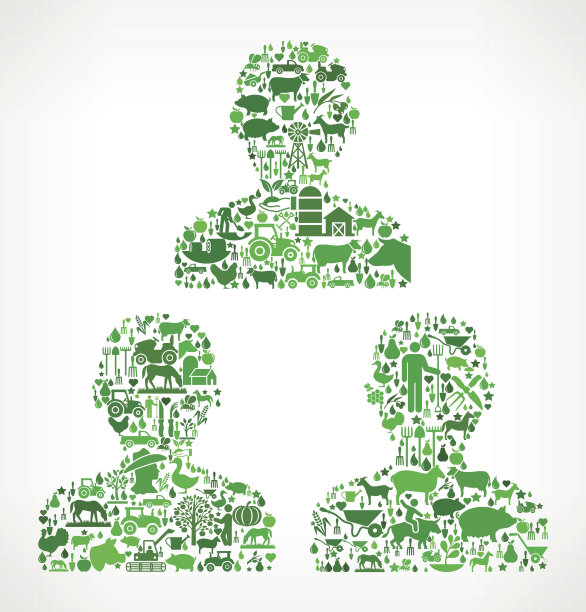 联系农业和农业绿色图标模式图片下载