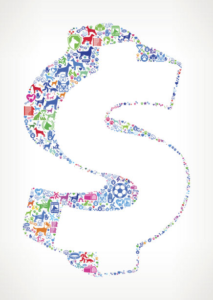 美元符号狗和狗宠物彩色图标图案图片下载