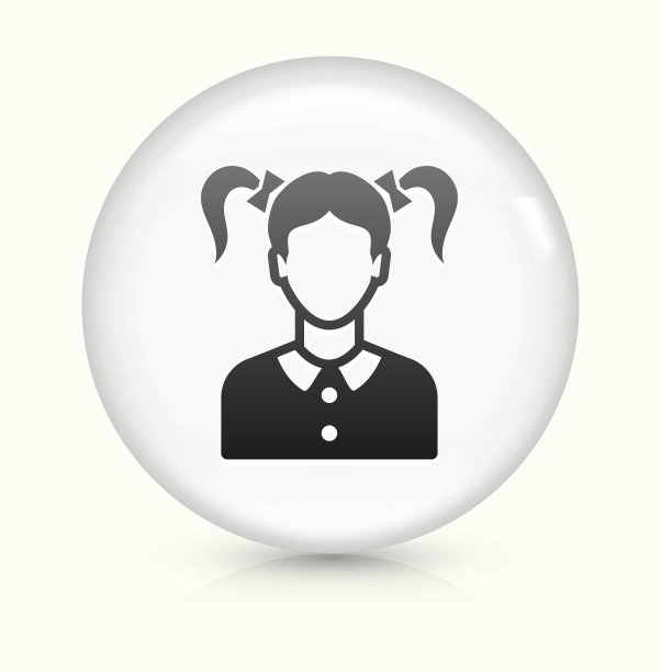 女孩的脸图标上白色的圆形矢量按钮图片下载