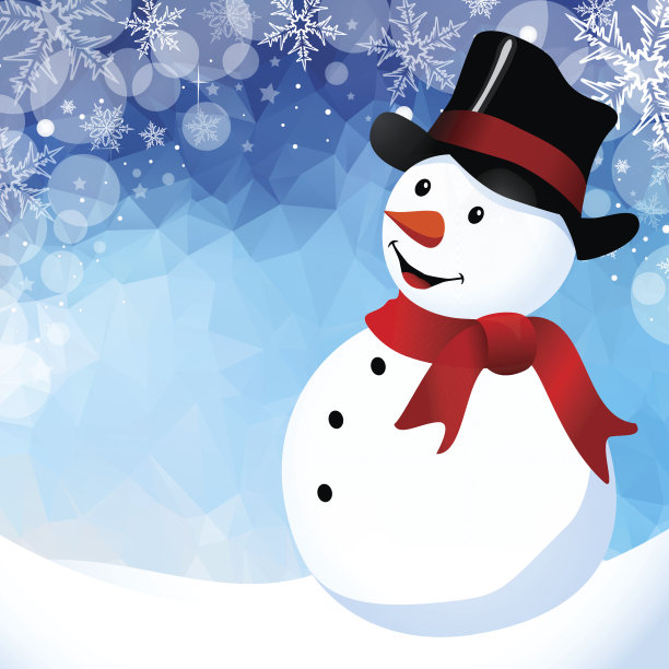 蓝色背景下的雪人图片下载