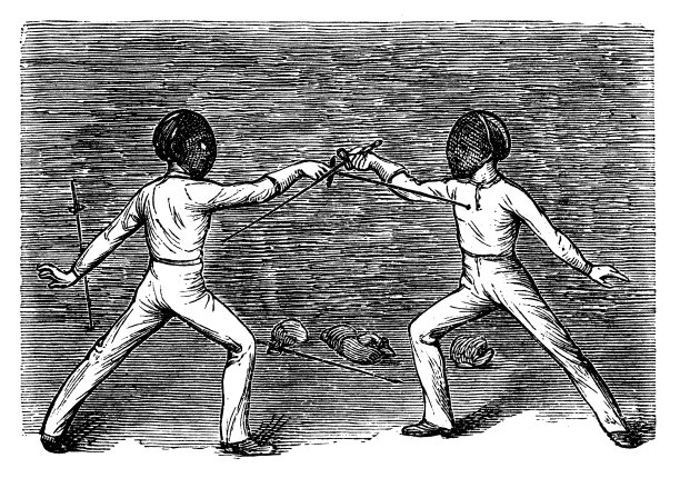运动和练习的古董插图:击剑图片下载
