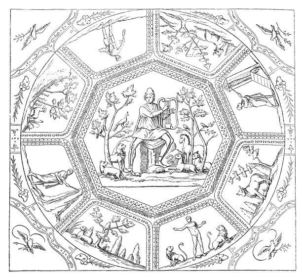 来自罗马圣卡利克斯图斯地下墓穴的天花板画图片下载