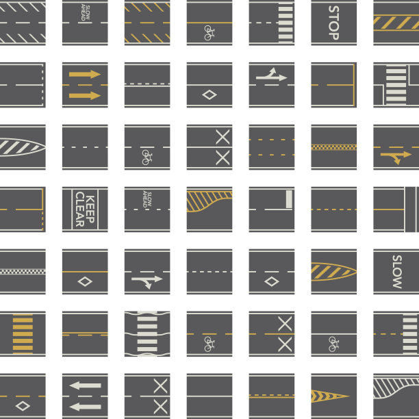 无缝道路建设瓷砖套件-架空视角图片下载