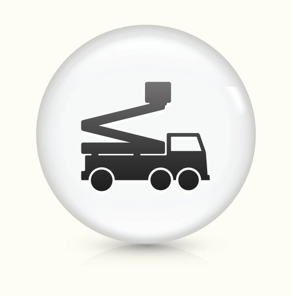 叉车图标上的白色圆形矢量按钮图片下载