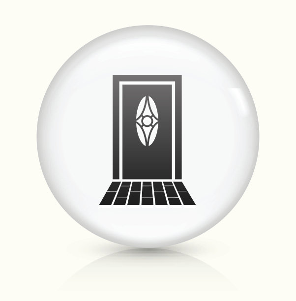 门图标上的白色圆形矢量按钮图片下载