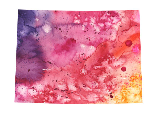 科罗拉多州地图与水彩纹理-栅格插图图片下载