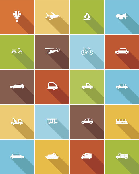 交通平色长影图标图片下载