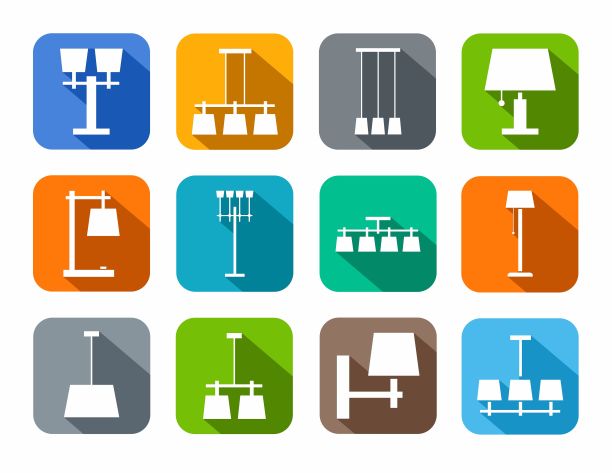 灯具天花板、桌子、室外、彩色图标。图片下载
