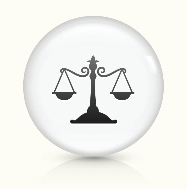 公正平衡图标上的白色圆形矢量按钮图片下载