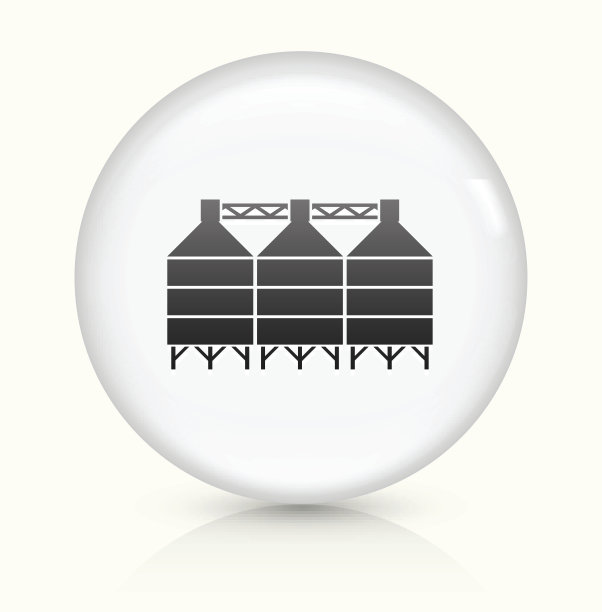 筒仓图标上的白色圆形矢量按钮图片下载