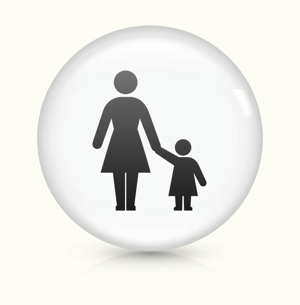 母亲和女儿图标上的白色圆形矢量按钮图片下载