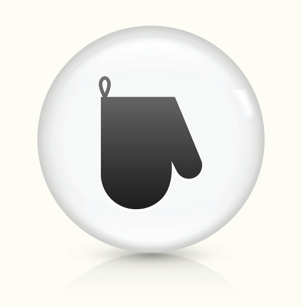 烹饪手套图标上的白色圆形矢量按钮图片下载