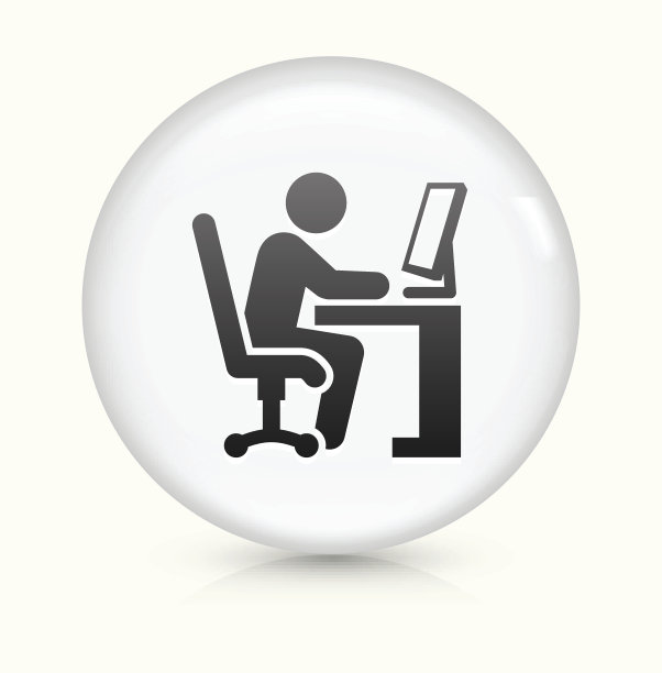 在桌面上工作图标上的白色圆形矢量按钮图片下载