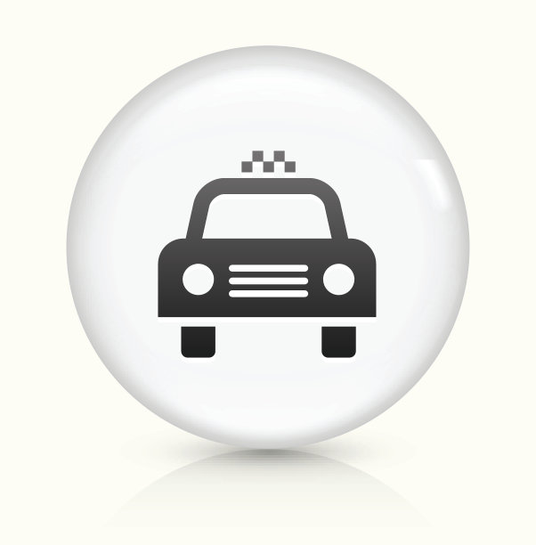 出租车图标上的白色圆形矢量按钮图片下载